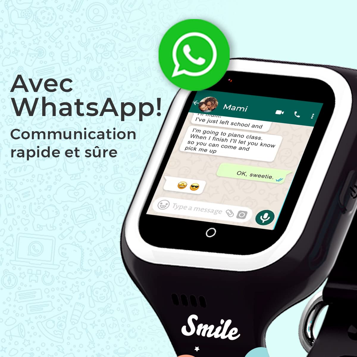 SaveFamily Iconic Plus 4G édition Mr. Wonderful avec Bracelets personnalisés. Smartwatch pour Enfants avec Video Call, Music, Caller ID, Video, Bluetooth, App Store, Whatsapp & Funny Stikers.