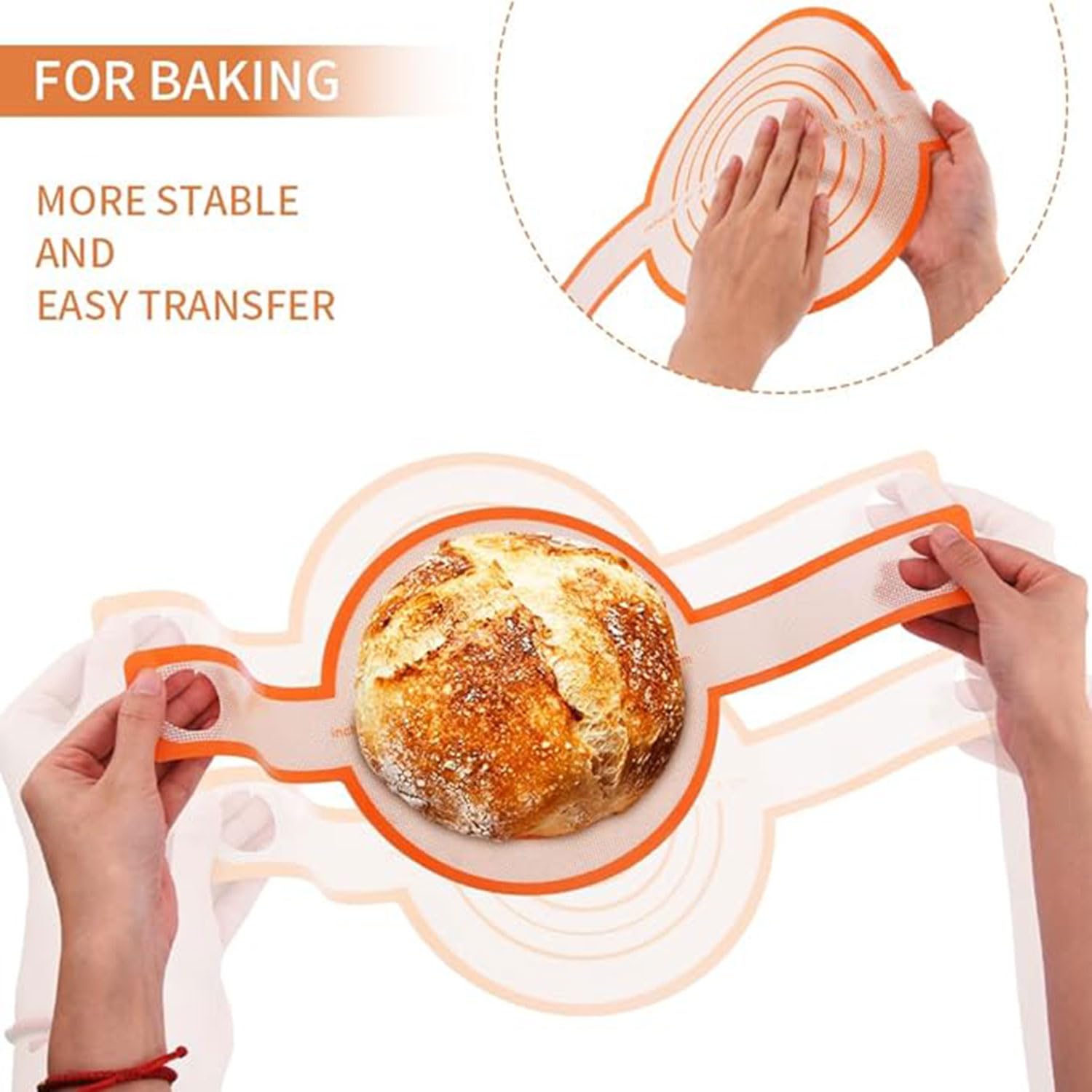 YQkangzhu 2-Pack Silicone Dutch Oven Bread Baking Mats | 8.3 Inch Non-Stick Sling With Handles | Reusable Sourdough Transfer Sheets