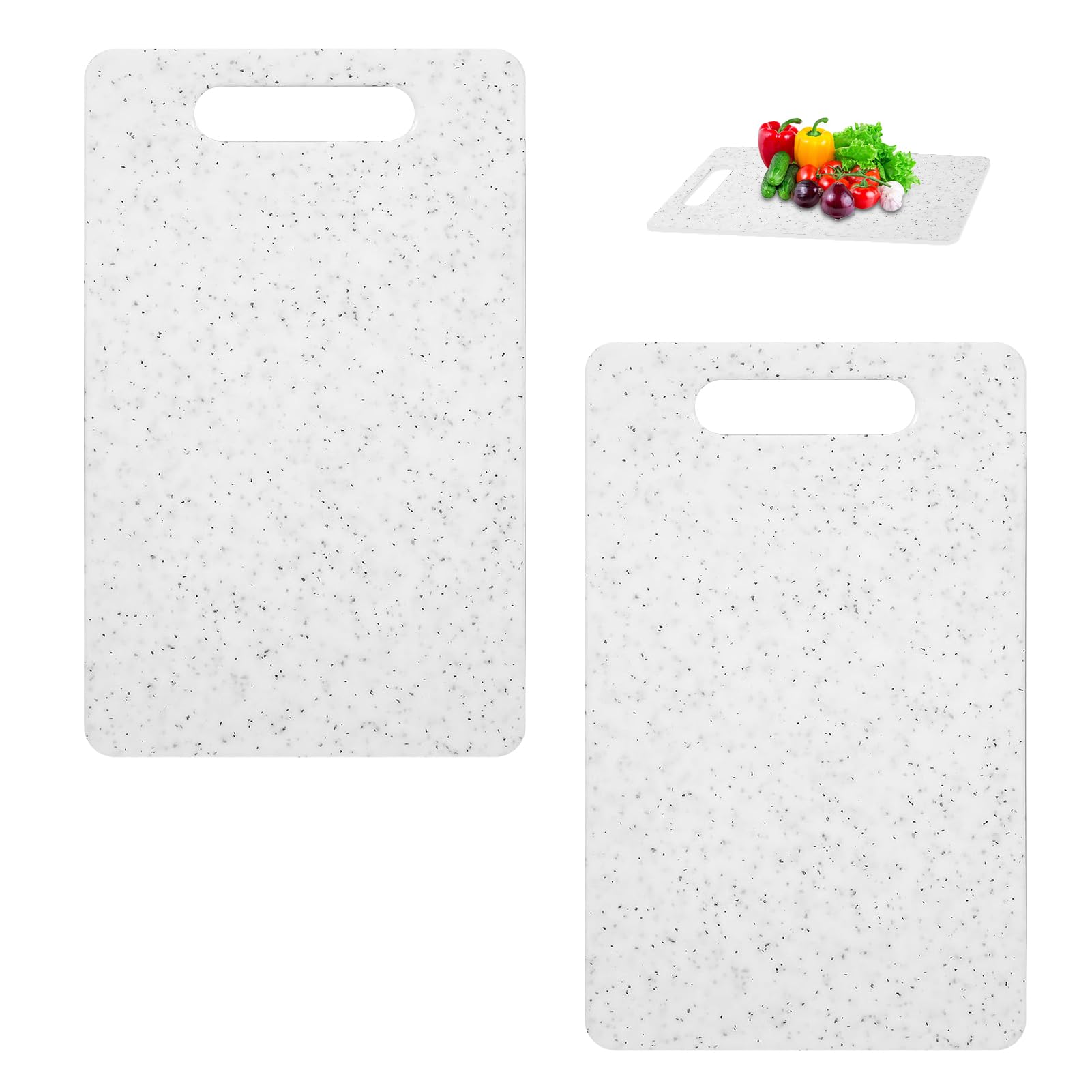 Small Chopping Board, 2 Pcs Plastic Cutting Board, 15cm * 25cm Mini Cutting Boards, for Camping Food Prep,Dishwasher Safe,Easy Grip Handle(White)