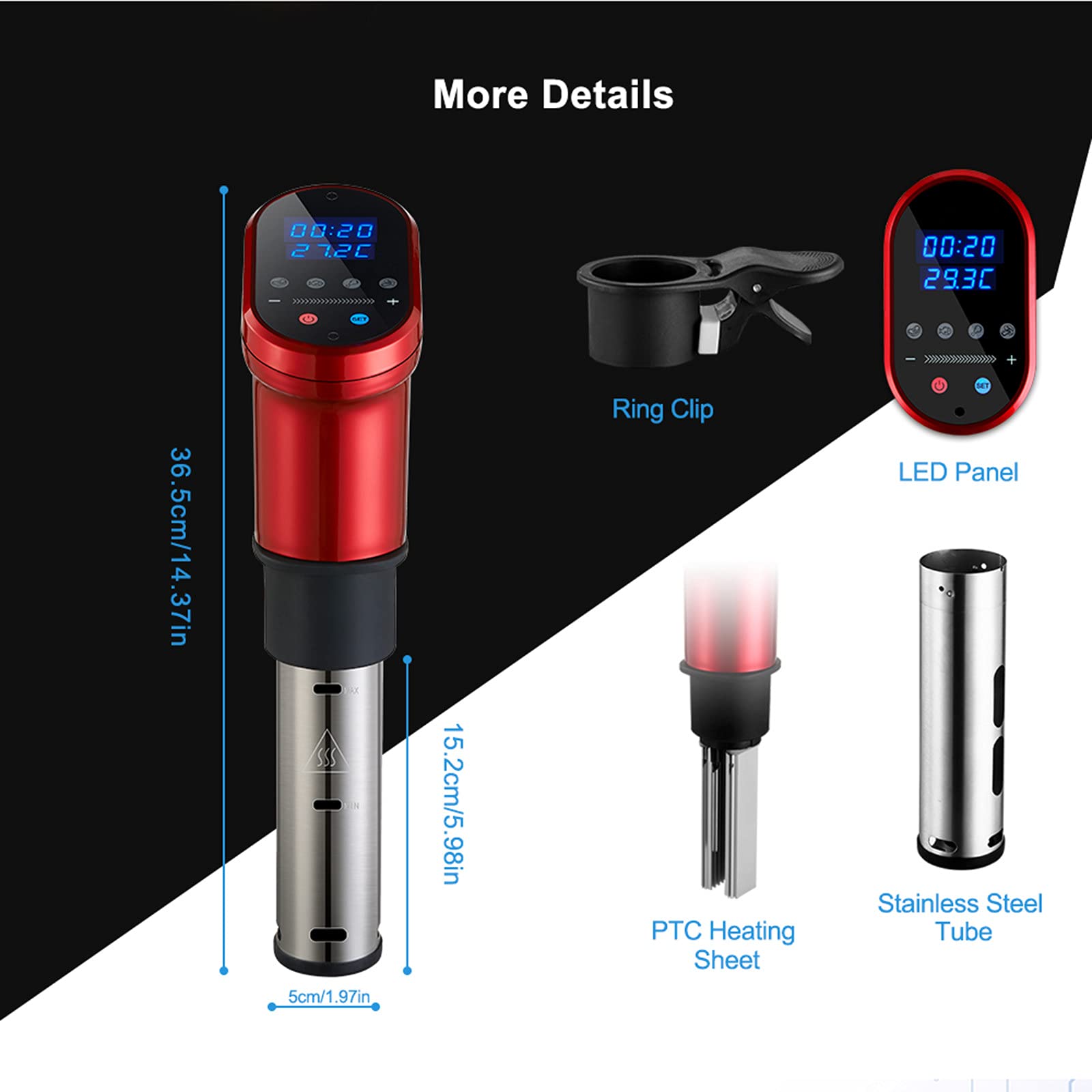 1200W Sous Vide WiFi Cocedor de precisión Cocedor de precisión Circulador de inmersión, Cocedor de alimentos al vacío,Black