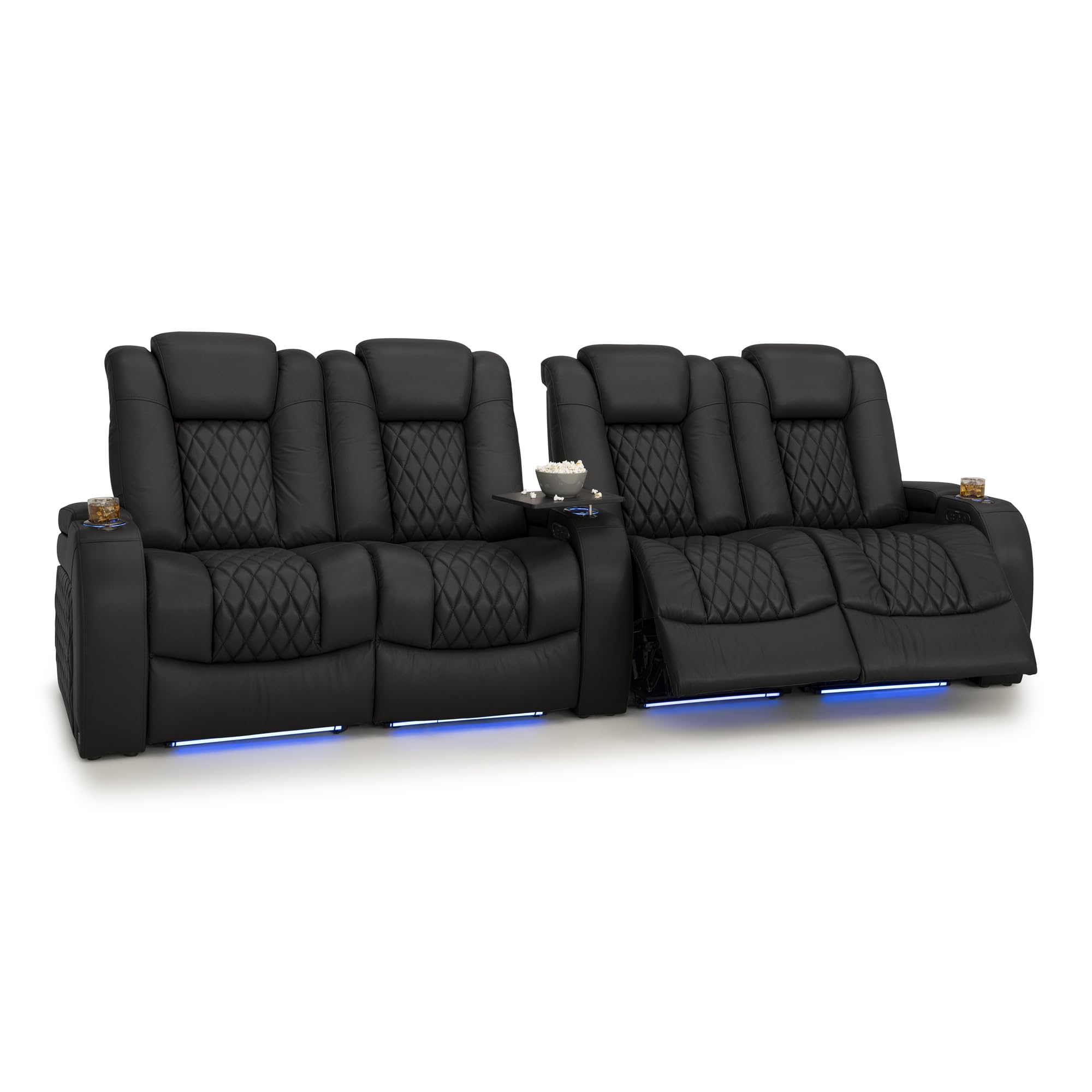 Seatcraft Diamante Home Theater Seating Black Row of 4 Dual Loveseat