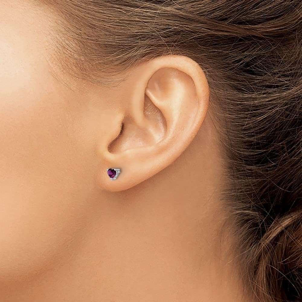 Diamond2Deal Sterling Silver 4mm Heart Gemstone Stud Earrings Fine Jewelry for Women