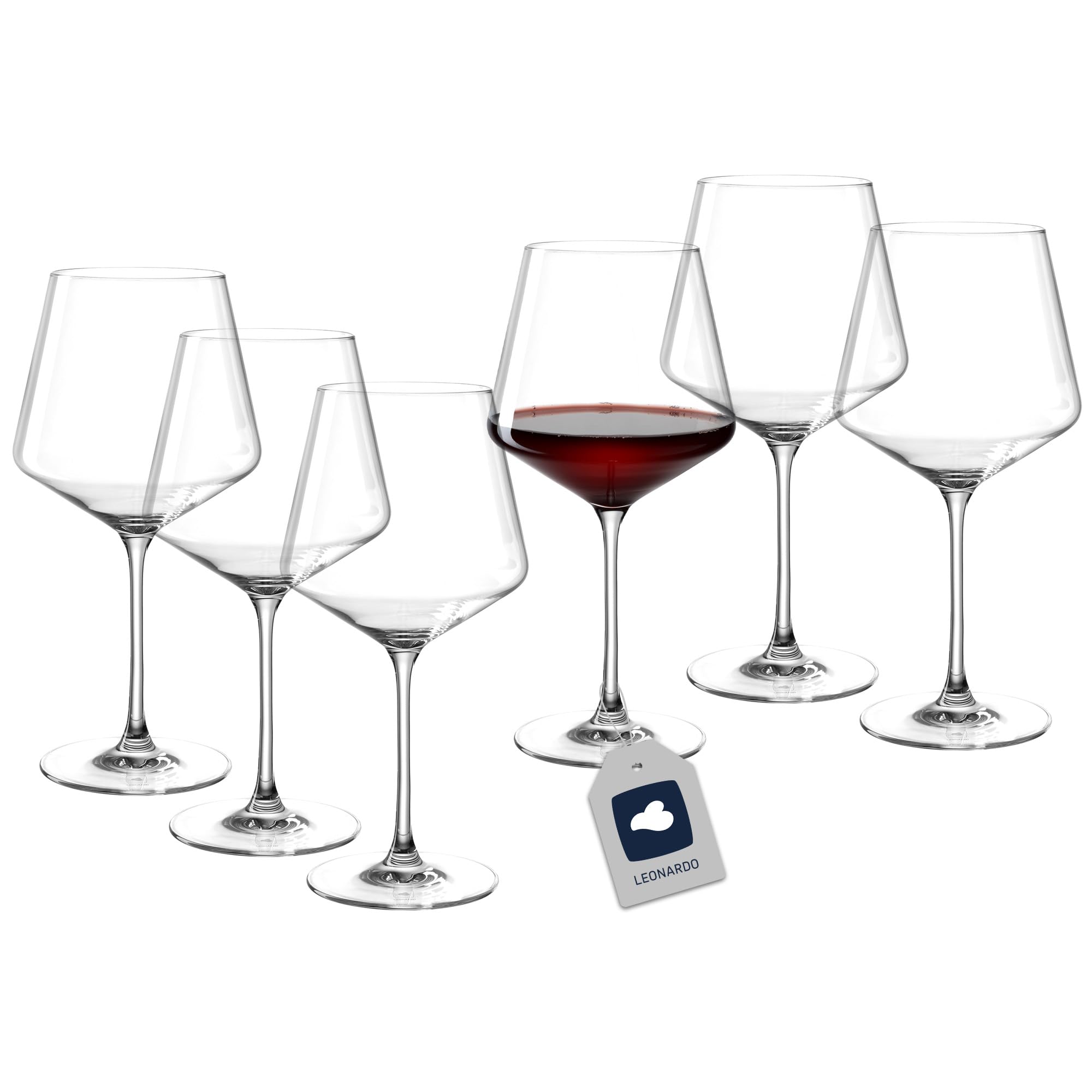 LEONARDO 014791 Set 6 Glass Puccini, Clear, Burgundy