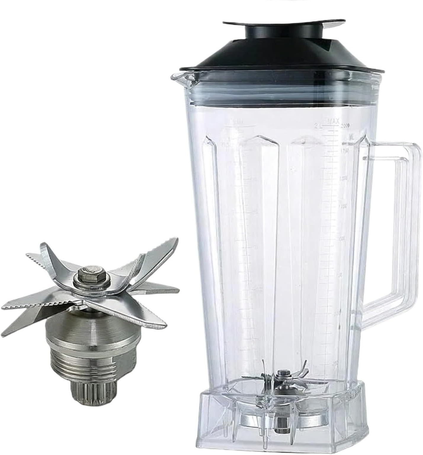 2L Square Container Jar Jug Pitcher Cup，Compatible For Biolomix，G5200 T5300 Bottom With Serrated Smoothies Blades Lid Spare Par