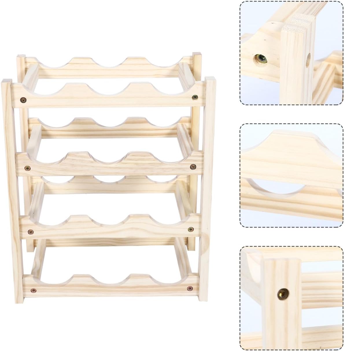 PRETYZOOM Fashionable Wooden Wine Rack Wine Bottle Rack Counter Top Decorative Holder Bottle Organizer Wooden Display