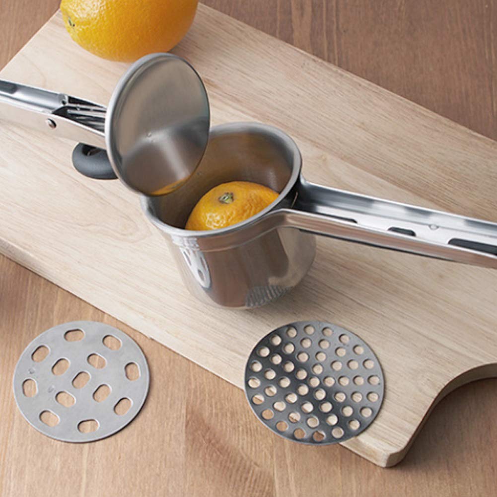 Prensador de Patatas Desmontable,Prensador de Patatas de Acero Inoxidable de Grado Alimenticio Duradero con Malla de Filtro Reemplazable de 3 Piezas,para Patatas,Verduras,Frutas