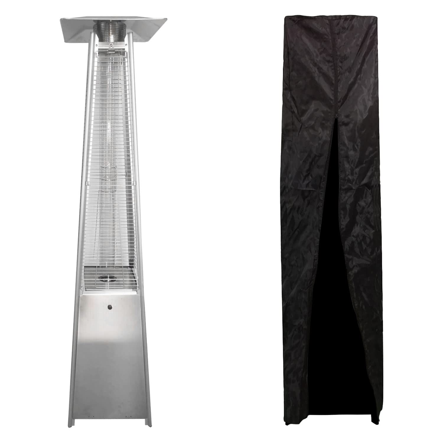 Happy Garden Parasol Chauffant au gaz Stockholm 13kW en INOX + Housse de Protection