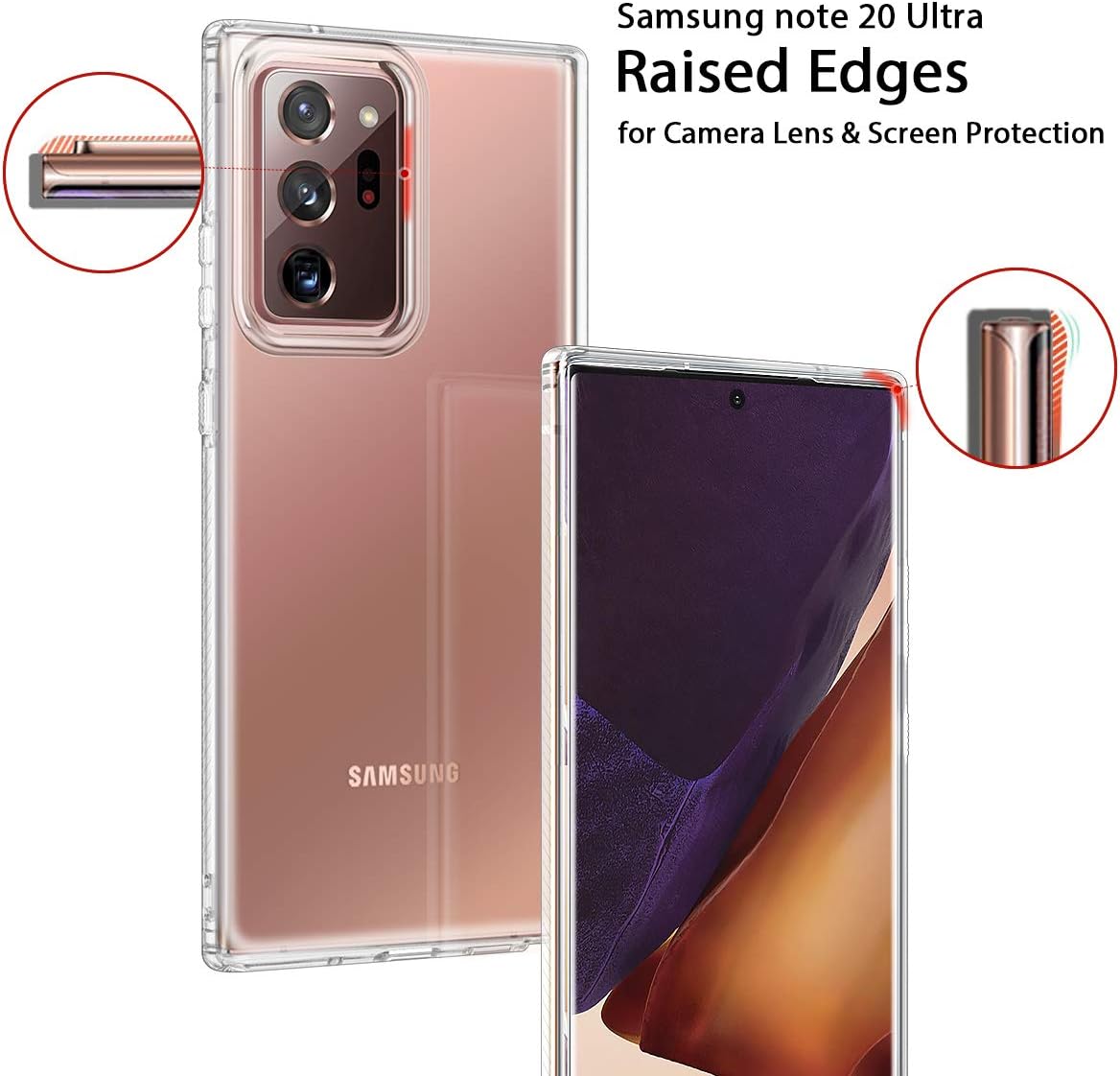 Lamcase Compatible with Galaxy Note 20 Ultra Case Bling Sparkly Glitter Shiny Slim Fit Drop Protection Rugged Shockproof Case Cover for Samsung Galaxy Note 20 Ultra 5G 6.9 inch 2020, Transparent