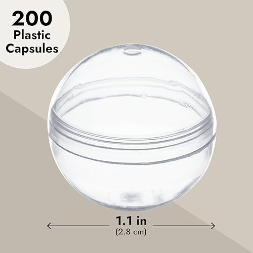 Miniatura 4 de Paquete de 200 cápsulas de máquina expendedora de chicles de 1.1 pulgadas, recipientes de plástico para juguetes, premios, recuerdos de fiesta