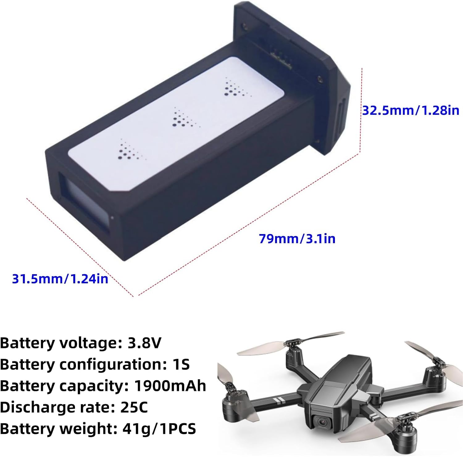 sea jump 3.8V 1900mah Lipo Battery Suitable for HS440 Aerial Four Axis Aircraft Folding Remote Control Drone Battery