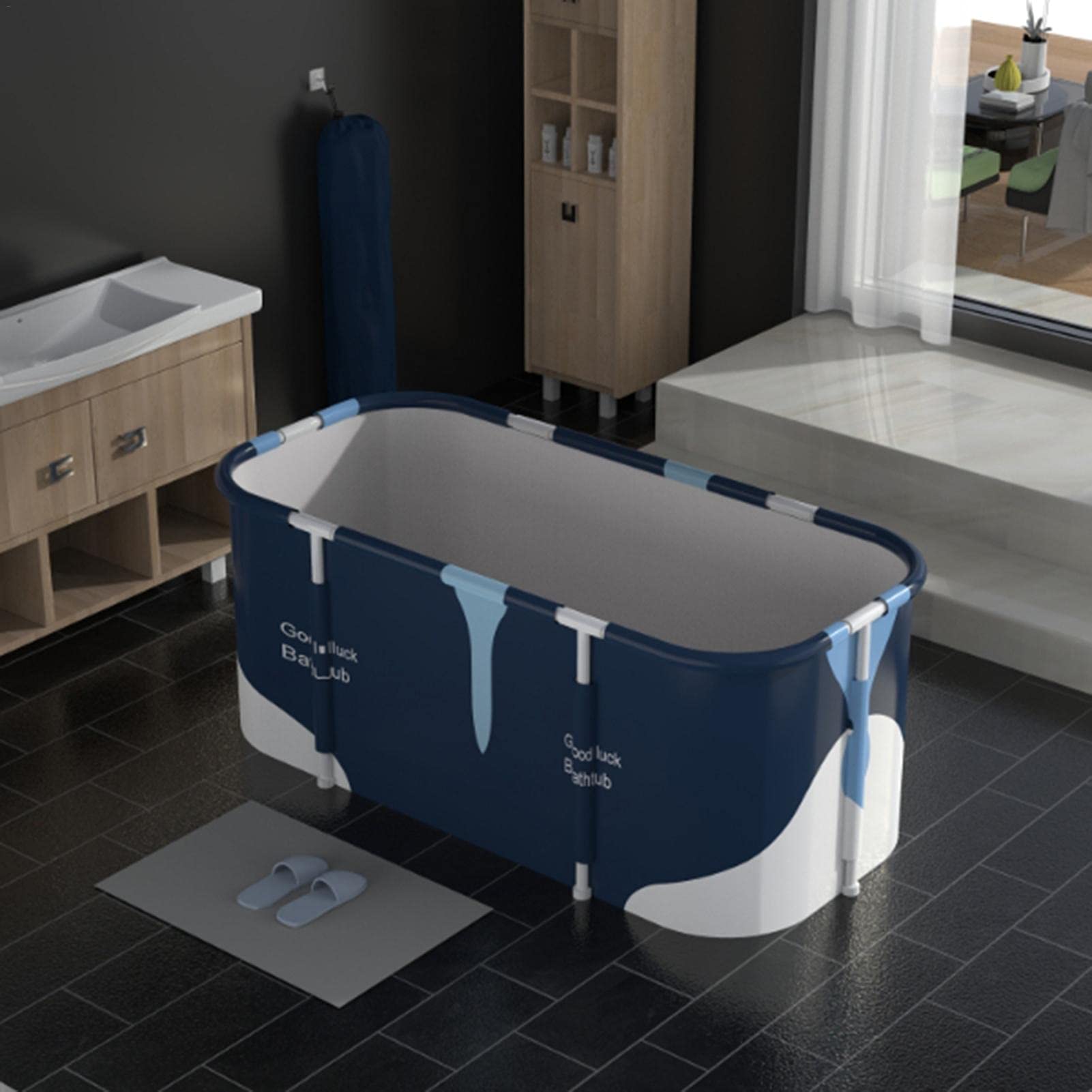 Vincente - Vasca da bagno pieghevole per adulti, portatile, non gonfiabile, in PVC/SPA, pieghevole, in plastica spessa, per adulti, sauna e bagno a vapore per adulti