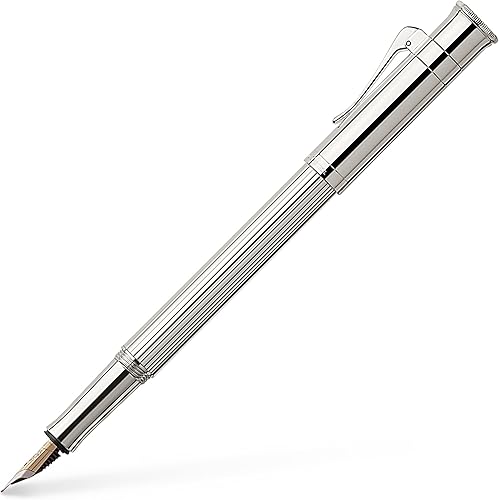 Faber Castell 145560 - Pluma estilográfica, M, punta media, colección clásica, revestimiento de platino, importación auténtica