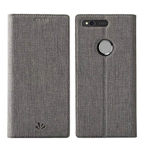 Feitenn Google Pixel case Premium Leather PU Wallet Flip Smart Case Stand Kicstand Card Holder Magnetic Closure TPU Bumper Full Cover case for Google Pixel 5.0 inch (Gray)