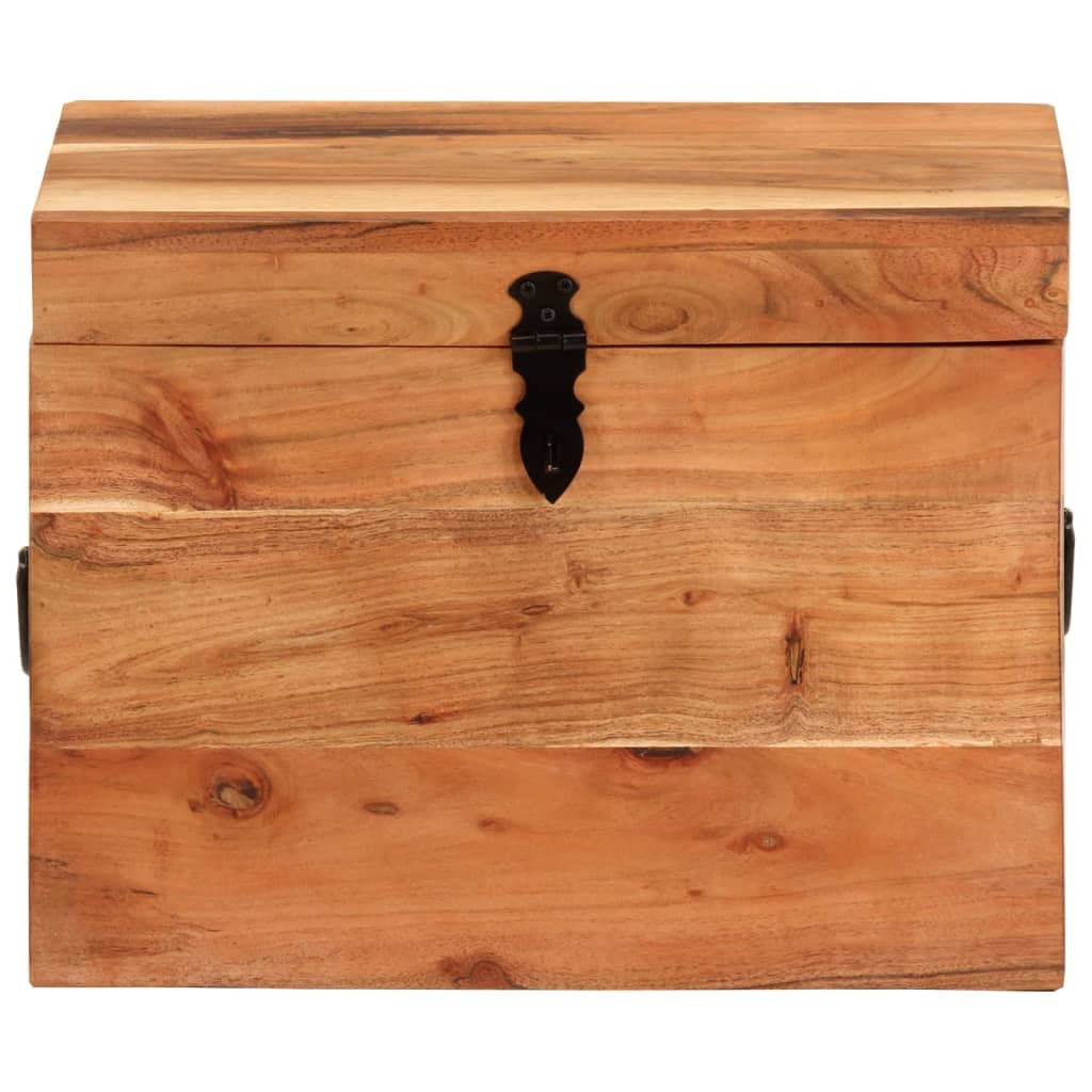 Holzkiste mit Deckel 39x28x31 cm Aufbewahrungsbox Akazie | Rustikale Holztruhe aus robustem Akazienholz schafft dekorativen Stauraum im Wohnzimmer und sorgt für Ordnung.
