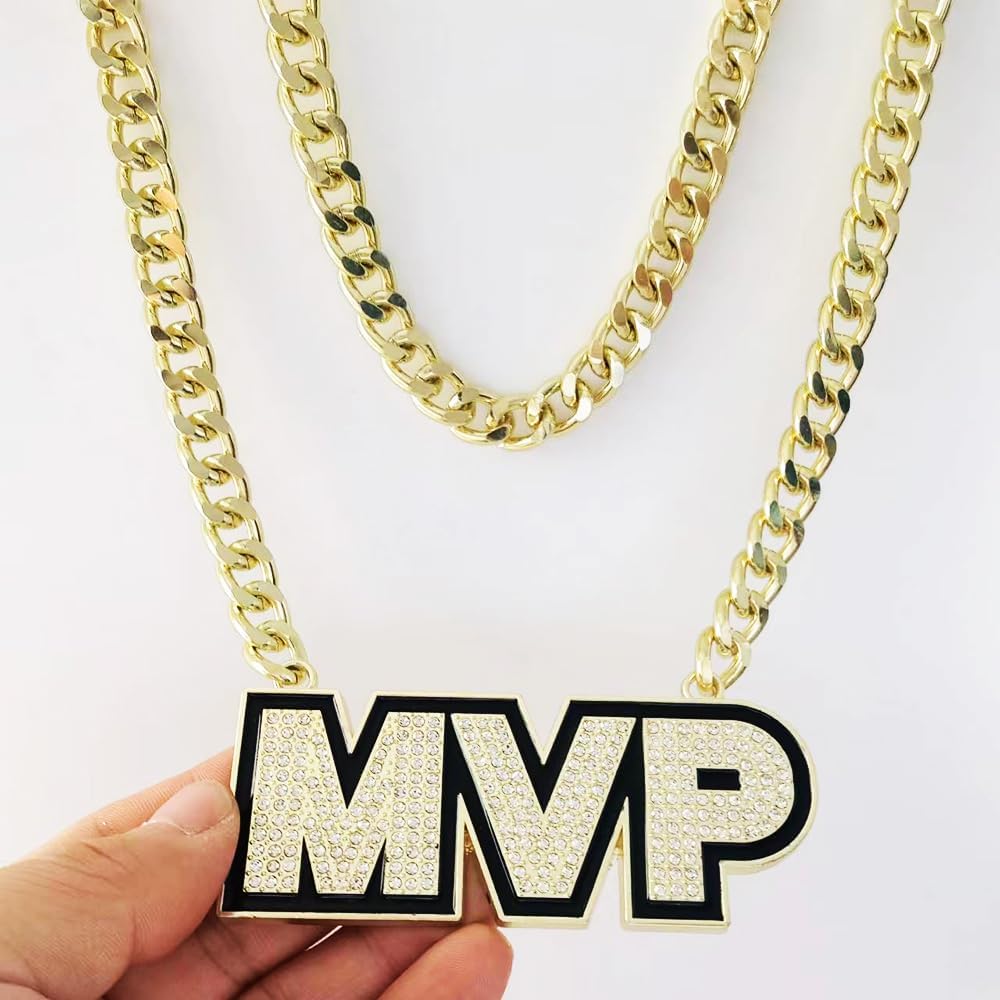 MVP Championship Chain Medal Award Gift Metal MVP Chain Award Winner Prize Trophy Pendant Necklace For Winner Adults Player Team Football Soccer Baseball Basketball Softball (mvp)