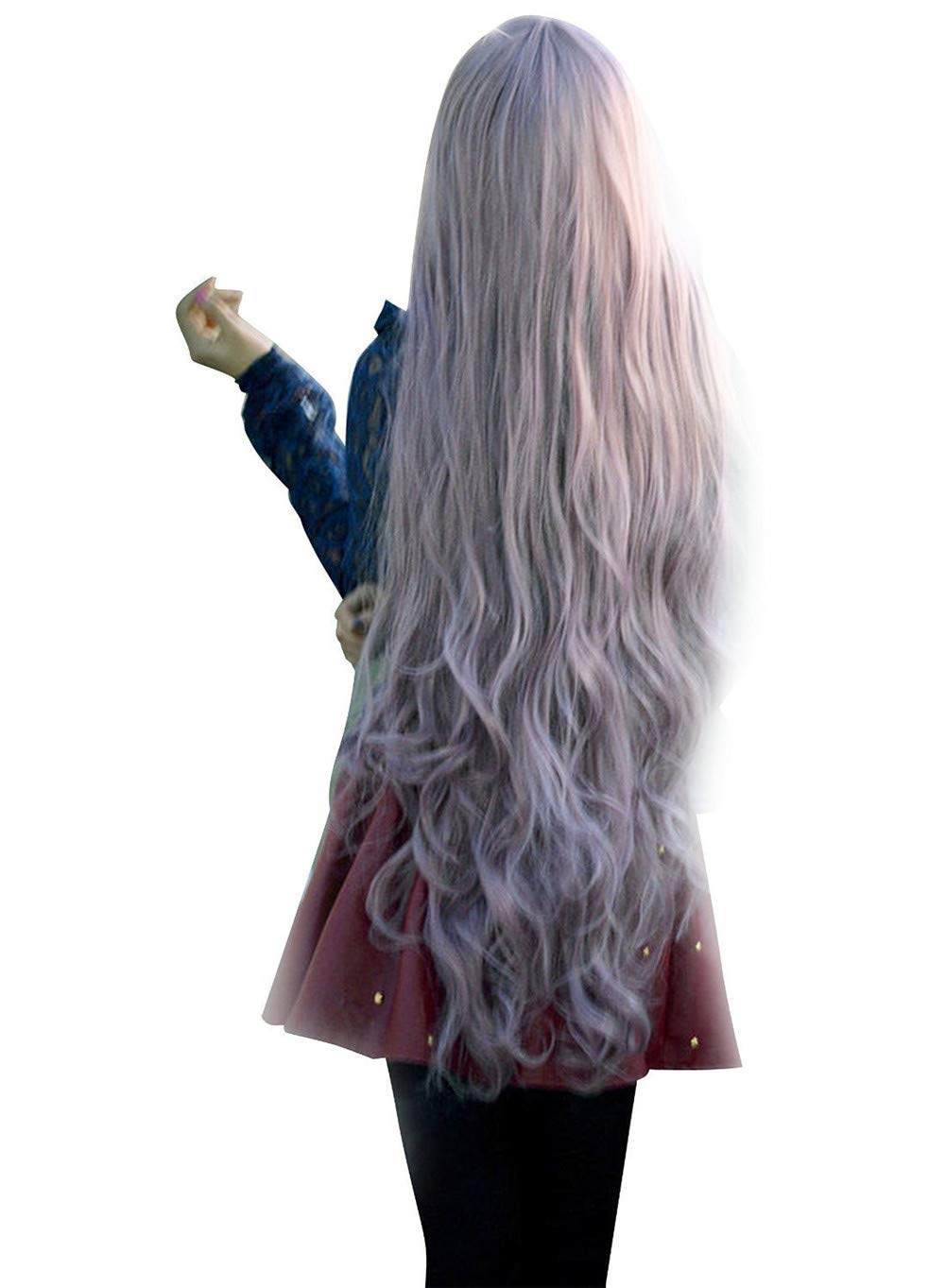40 Inches 100cm Long Curly Wigs For Women Heat Resistant Synthetic Big Wavy Wig With Bangs Cosplay Halloween Costume Wig