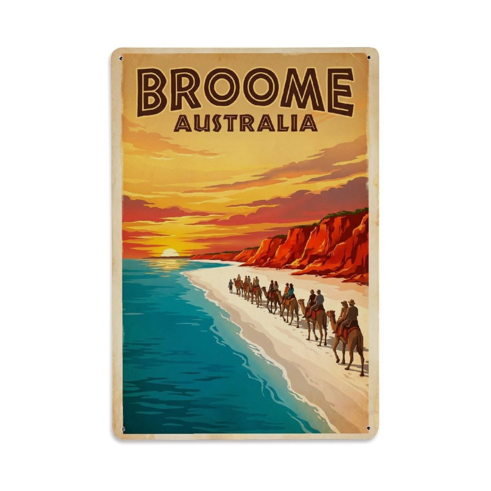 Gead 8X12inch Style Retro Travel Australia Broome Metal Tin Sign