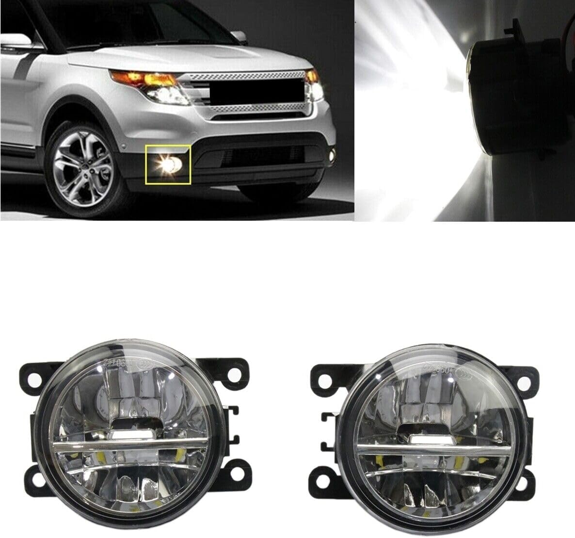 Pair of 80W LED Bumper Lamp Fog Light Compatible with Frontier Armada Titan Xterra PC Lens FIT OE 4F9Z15200AA FO259221