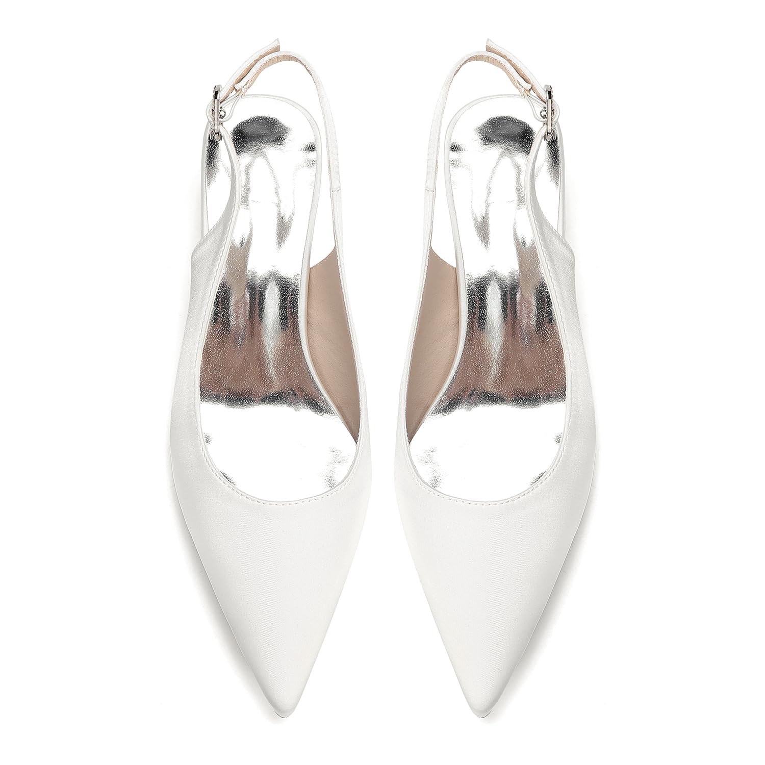 Generico Scarpe Donna in Raso Slingback con Tacco Largo 4,5Cm Punta Stretta, Scarpe Comode per Matrimonio, Ufficio, Serate E Uso Quotidiano