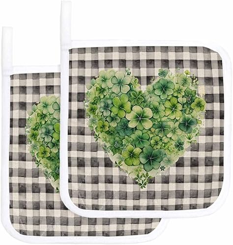 Miniatura 1 de 2 Packs St. Patrick's Day Pot Holders Sets for Kitchen,Oven Pan Plate Bowl Pads Heat Proof Mat with Hanging Loop,Terry Cloth Potholders Soft Grip
