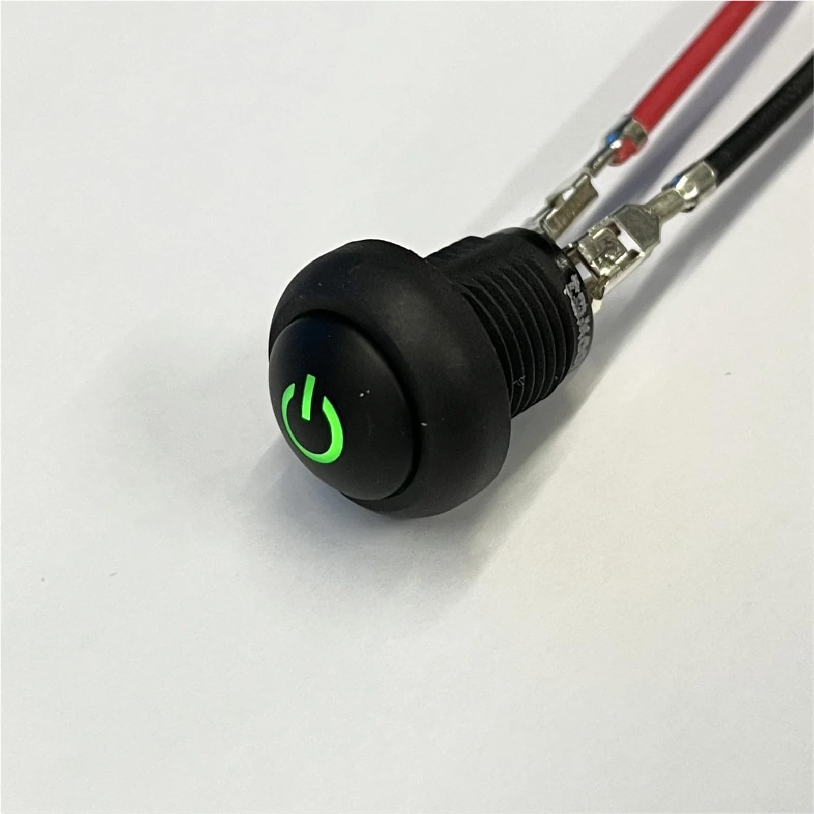 Bouton-poussoir 12mm étanche avec voyant LED vert 6V marche arrêt pour tableau de bord - 7
