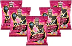 Kit 5 Balas Poosh Tutti Frutti Com Recheio de Chiclete Arcor 500g