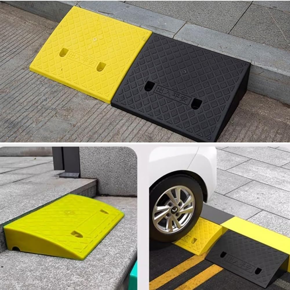 Kanduo Rampa podjazdowa Plastikowa rampa krawężnikowa, próg o wysokości 22 cm, do wózków inwalidzkich, motocykli, rowerów(Giallo)