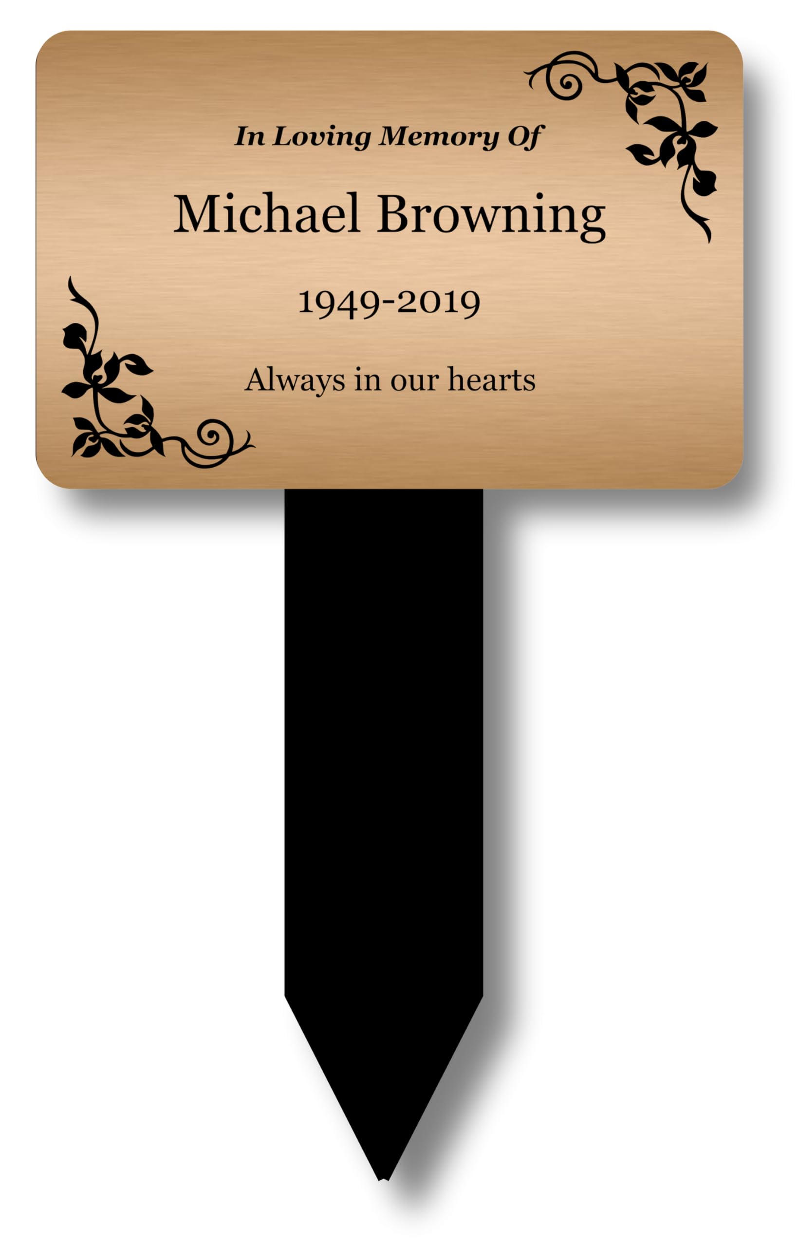 Origindesigned Personalised Copper Personalised Bereavement Gifts. Memorial Plaques With Custom Text, Gardens Ground Stake Or Grave Ornaments - Acrylic, Waterproof And Hard Wearing. Shipped Globally. (Copper)
