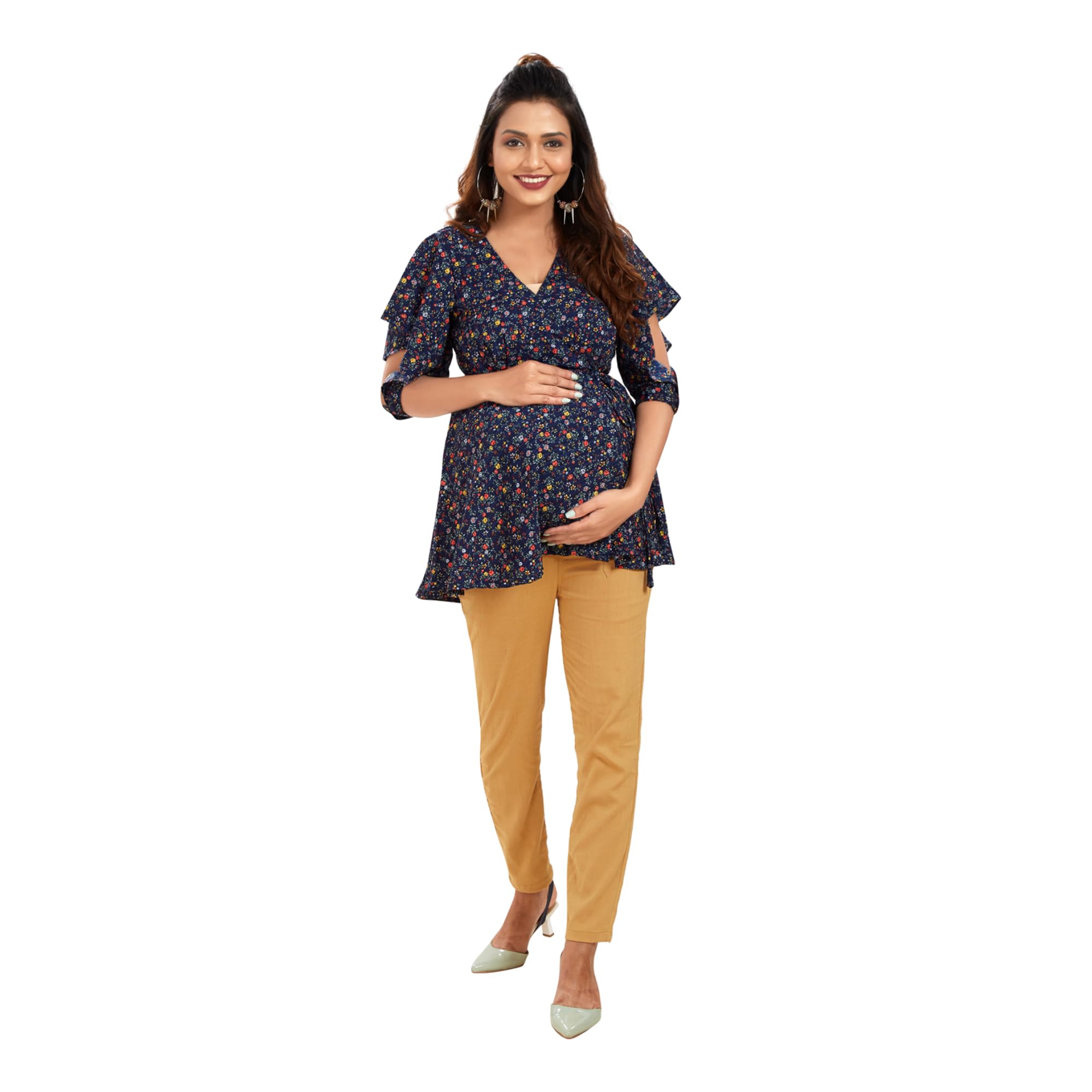 Navy Blue Overlap Maternity Top-image-20