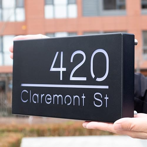 Miniatura 5 de 12V Backlit House Numbers for House,Personalised Illuminated Numbers,Address Plaque Lighted with LED,Housewarming Gift (30X15CM, White Light)