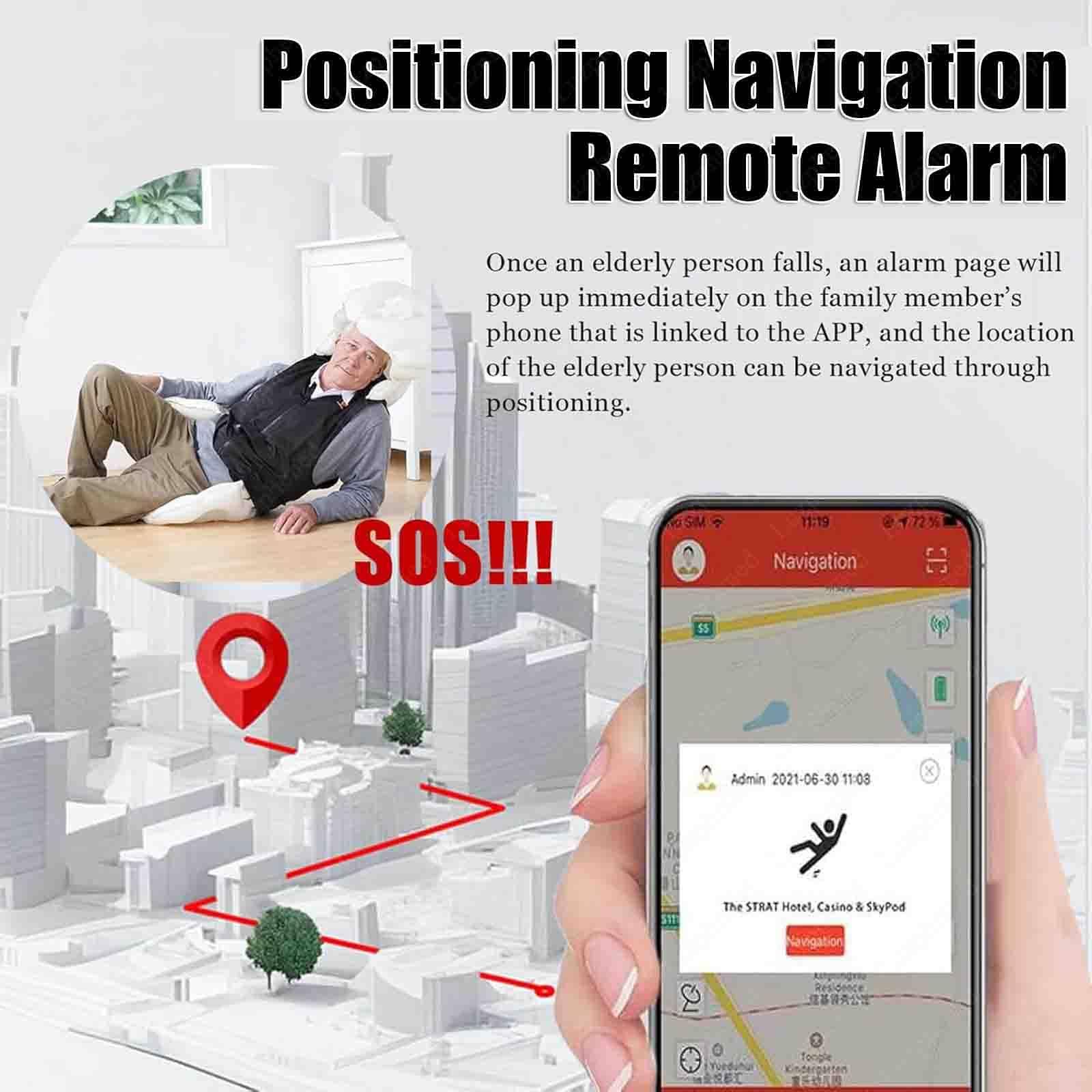 Chaleco de airbag anticaídas para protección de ancianos, equipo de seguridad de despliegue rápido con monitoreo por aplicación