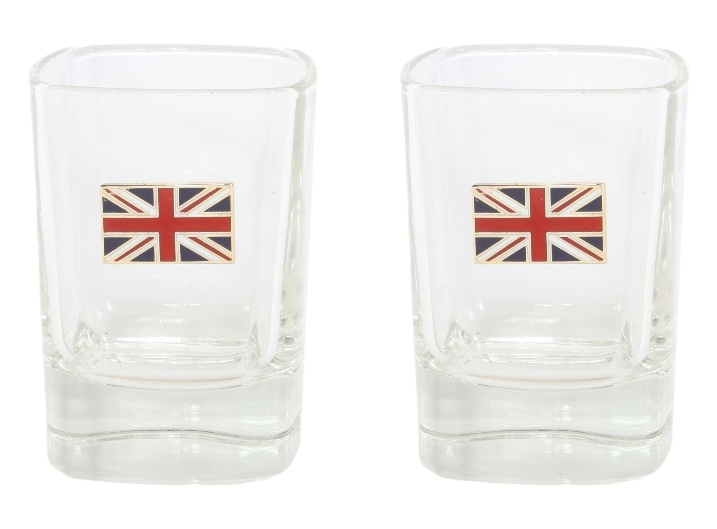 Gamekeepers Cottage gifts Union Jack Pair of Shot Glasses Crystal Cut Tot Party Gift 383