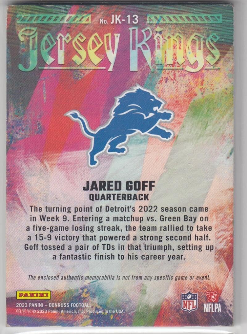 Football Trading Card 2023 Donruss Jersey Kings Studio Series #13 Jared Goff EX++ Excellent++ MEM 100/100 Lions