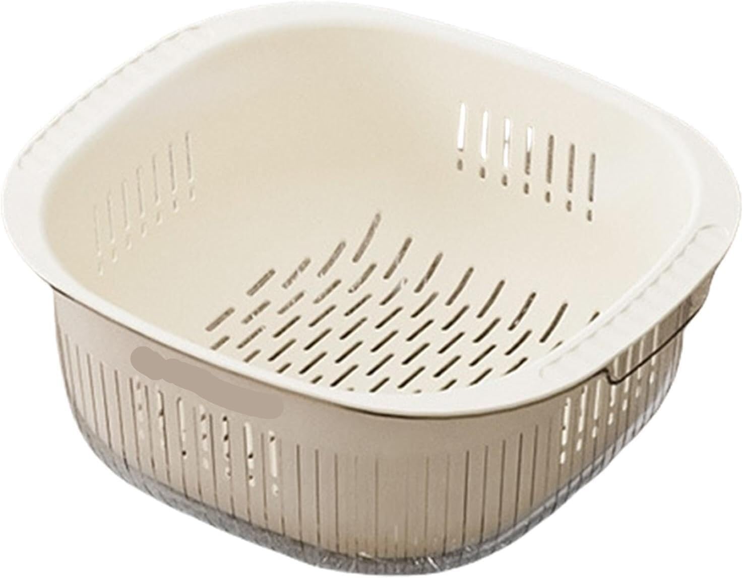 Double layered strainer basket，Food Strainer Food Strainer Basket with Thickened Basin Wall, Multi-Purpose Reusable Strainers Colanders Bowl Set(Square large)