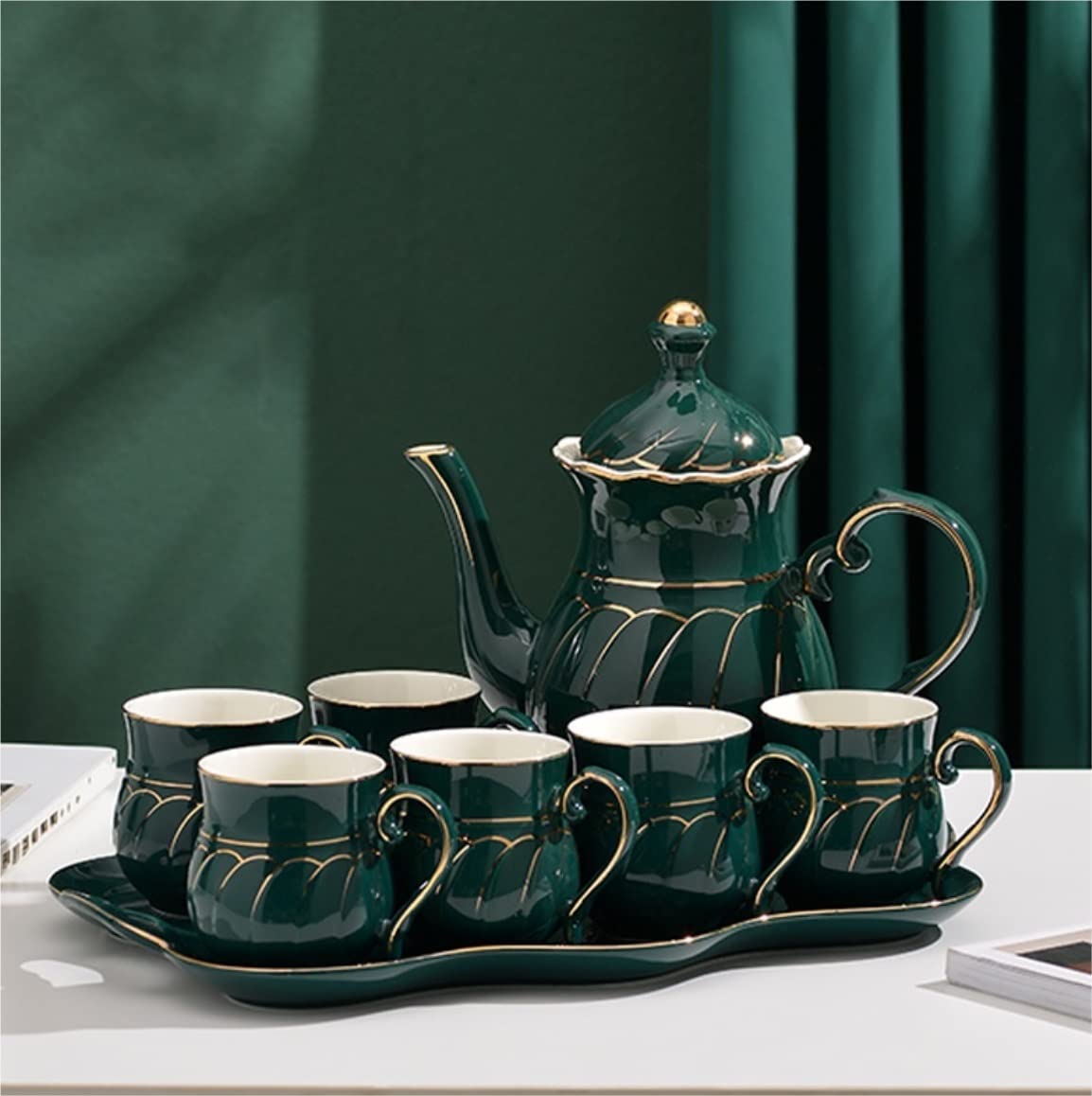 Serwis Do Kawy Na Przyjęcie 8 Sztuk Europejskie Ceramiczne Zestawy Do Herbaty Zestaw Filiżanek Kawy Kreatywne Luksusowe Złote Wykończenie Kubek Z Tacą Dla Domu Popołudniowa