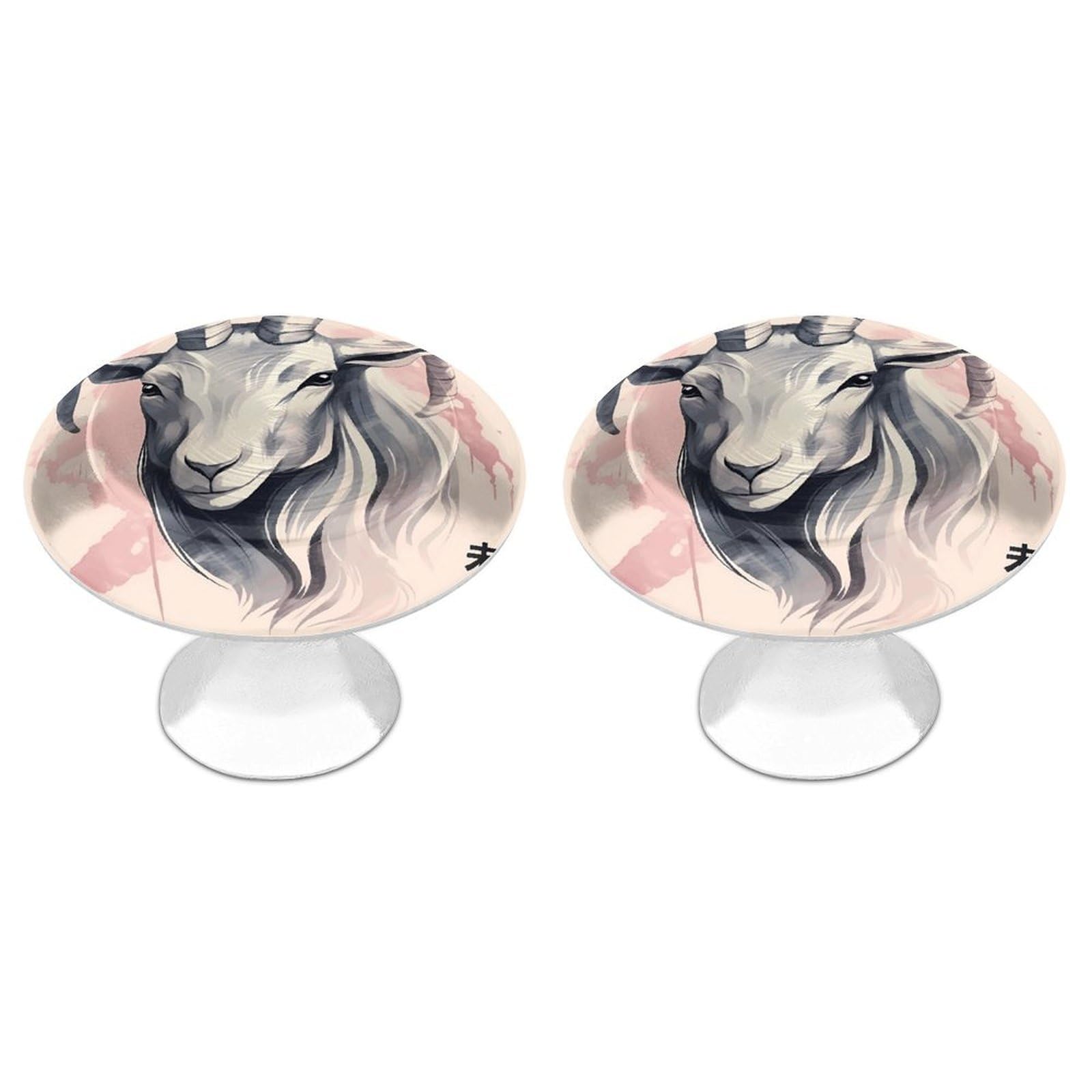 Btcowzrv Style Zodiac Sign Sheep 2 Pack Cabinet Knobs Drawer Pulls
