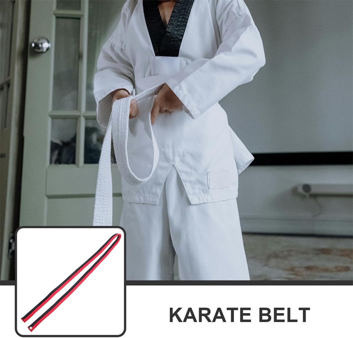 Taekwondo Belt Martial Arts Training Waistband 2.2m Black-red Color Karate Training Gear for Men Adult
