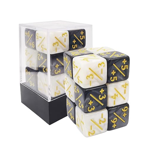 12pcs 16mm Positive and Negative D6 Dice Counters Set in Brick Box