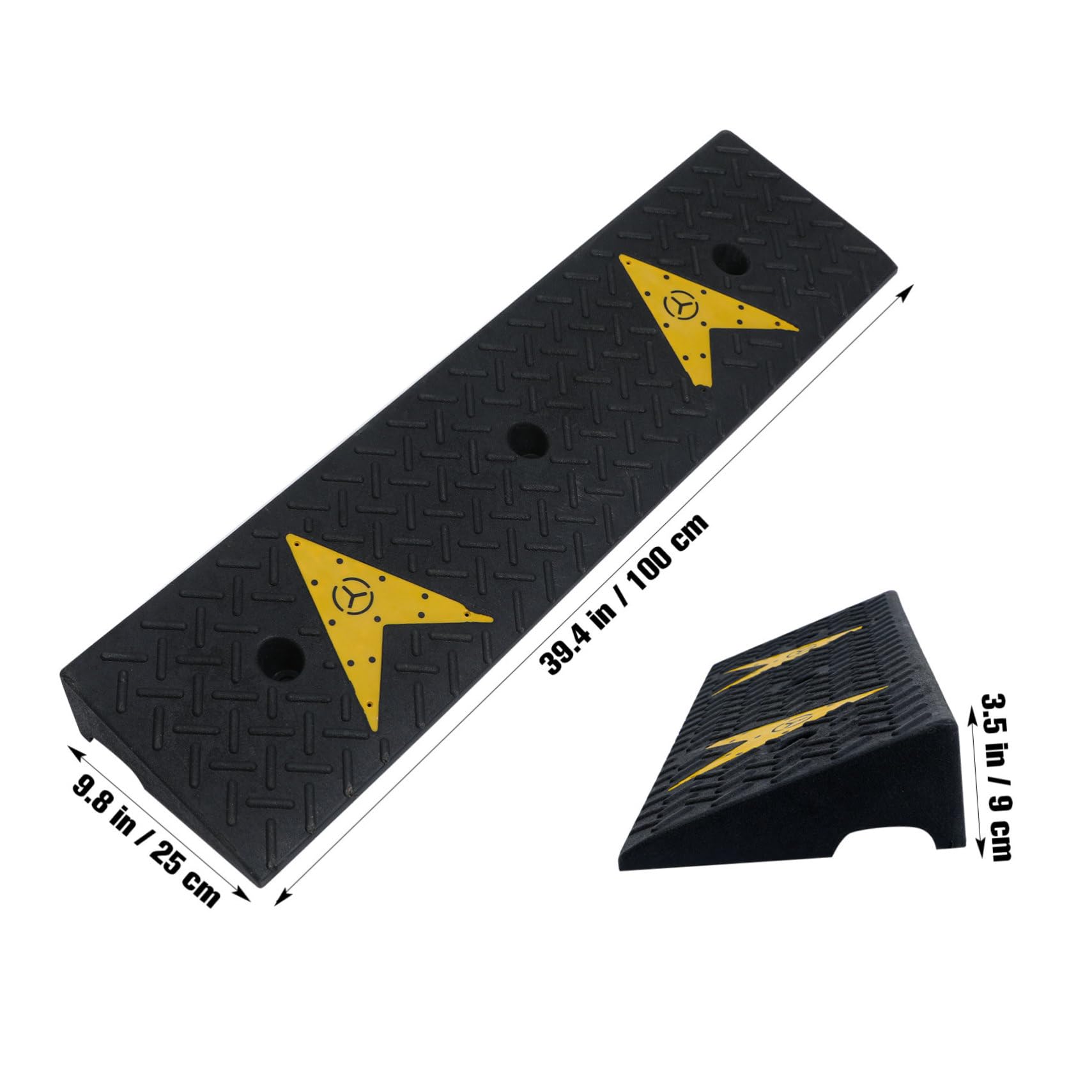 PLAFOPE 2Pcs Heavy Duty Rubber Curb Ramps Driveway Ramp for Car Truck Motorcycle Threshold Ramp for Easy Vehicle Access and Mobility