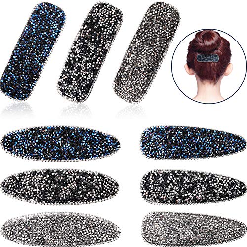 9 Pieces Rhinestone Hair Barrettes Metal Hair Pins Rhinestone Hair Clips for Girls Decorative Hair Accessories，3 Styles