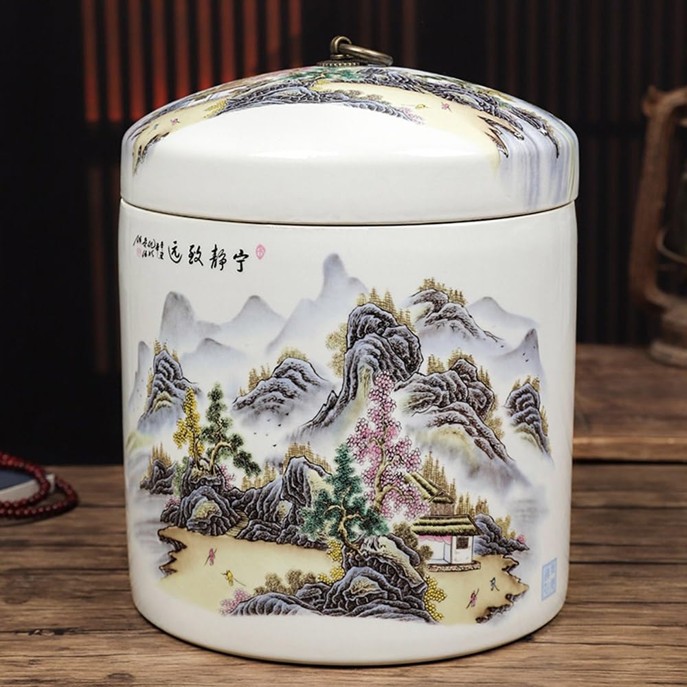 SXYHCK Ceramic Food Storage Jar, Rice Storage Containe, Sealed Home Grain Storage Ceramic Container, Grain Rice Dispenser For Flour Sugar Cereal(Style G)