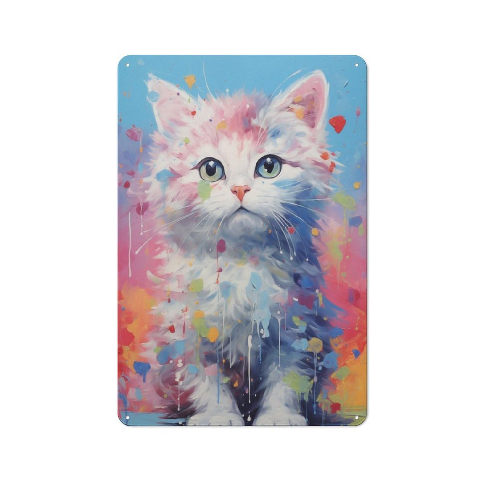 Junmoney Kitty No9 Rustic Tin Wall Plaque 30X20cm For Garage Or Workshop, For Home Interiors, Feature Walls And Decorative Displays