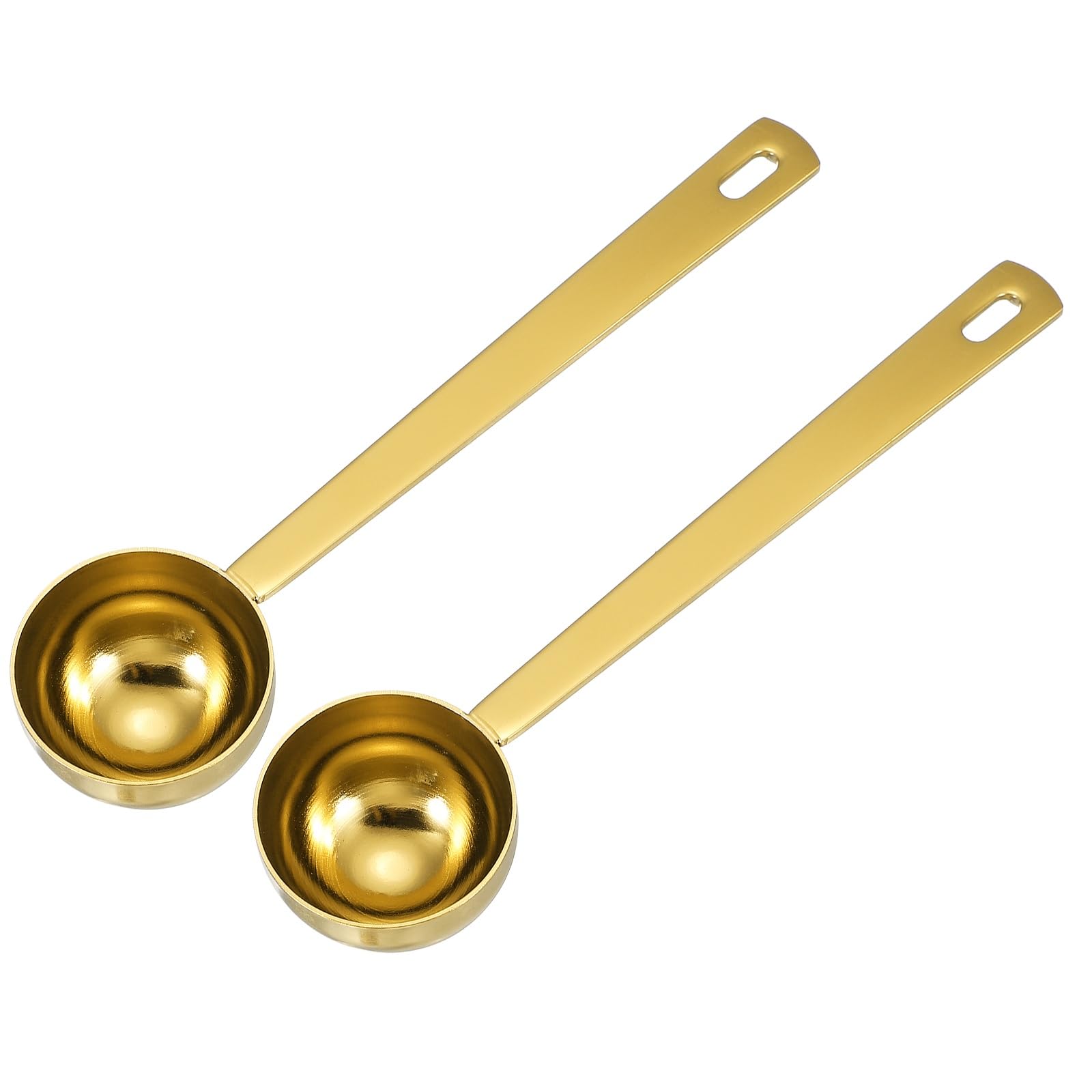 sourcing map 2Pcs Measuring Spoon, 15ml Long Handle Table Scoop Teaspoon Coffee Scoop Spoon for Ground Coffee Tea Sugar Cooking Baking, Gold