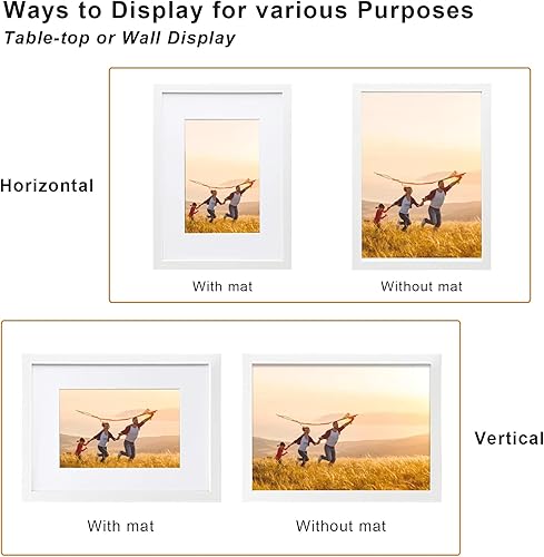 Vista 78 de KINLINK Juego de 2 portarretratos de 6 x 8 pulgadas, marco de fotos de madera mate de 4 x 6 pulgadas con plexiglás para 4 x 6 con paspartú o 6 x 8