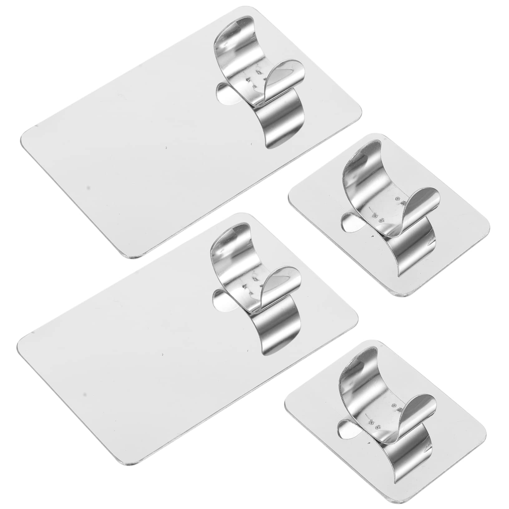 DOITOOL 4pcs Nail Art Ring Palette Makeup Mixing Palette Stainless Steel Foundation Flat Ring Handle Easy to Carry