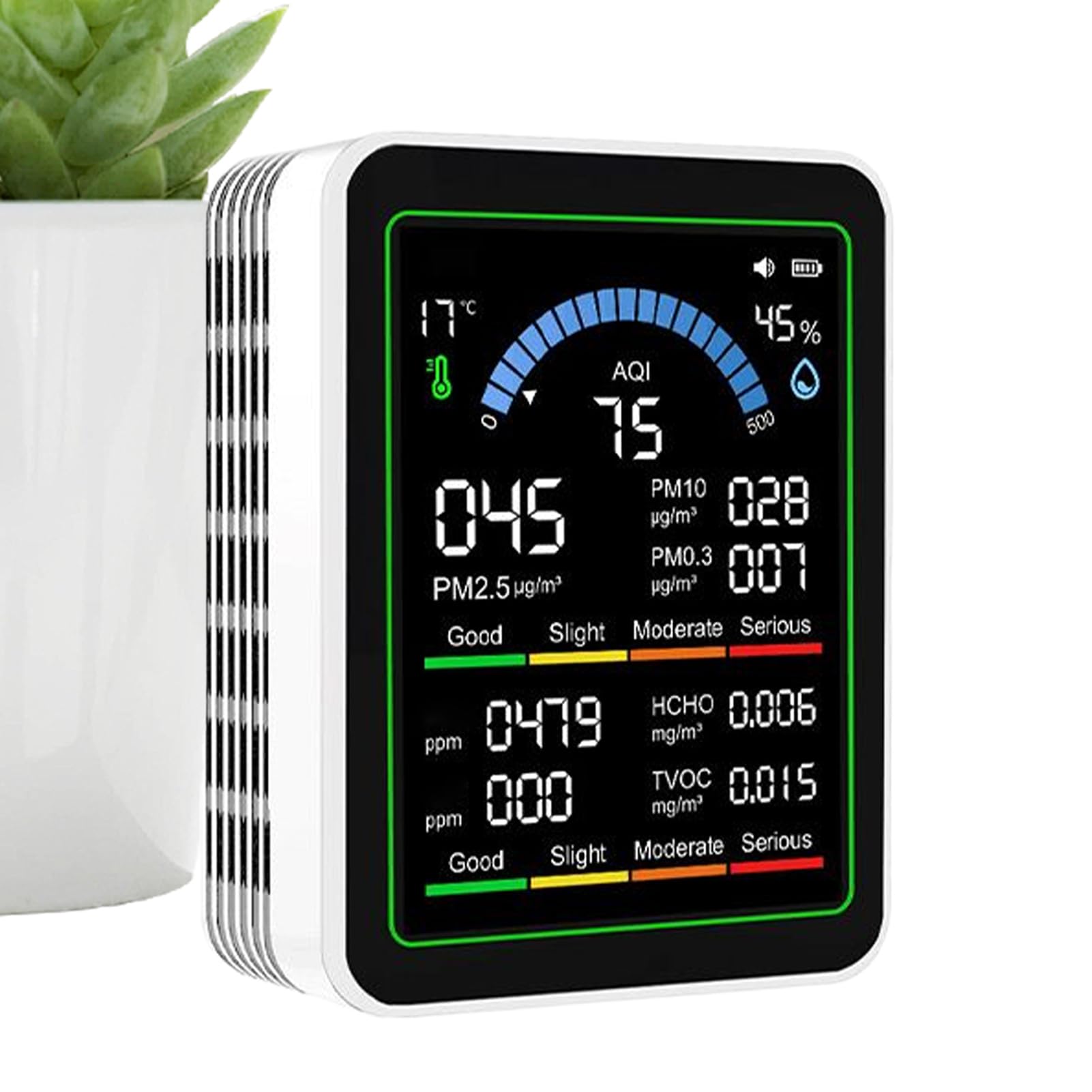 Détecteur de qualité d'air pour chambre et bureau pour un espace de travail sain et serein