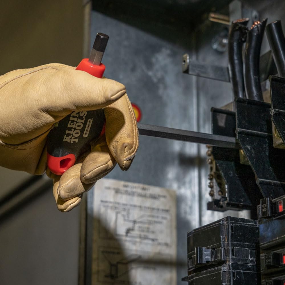 KLEIN TOOLS JTH610E Zestaw kluczy imbusowych SAE z uchwytem w kształcie litery T z ostrzami 6-calowymi, stojak w zestawie, 10-częściowy