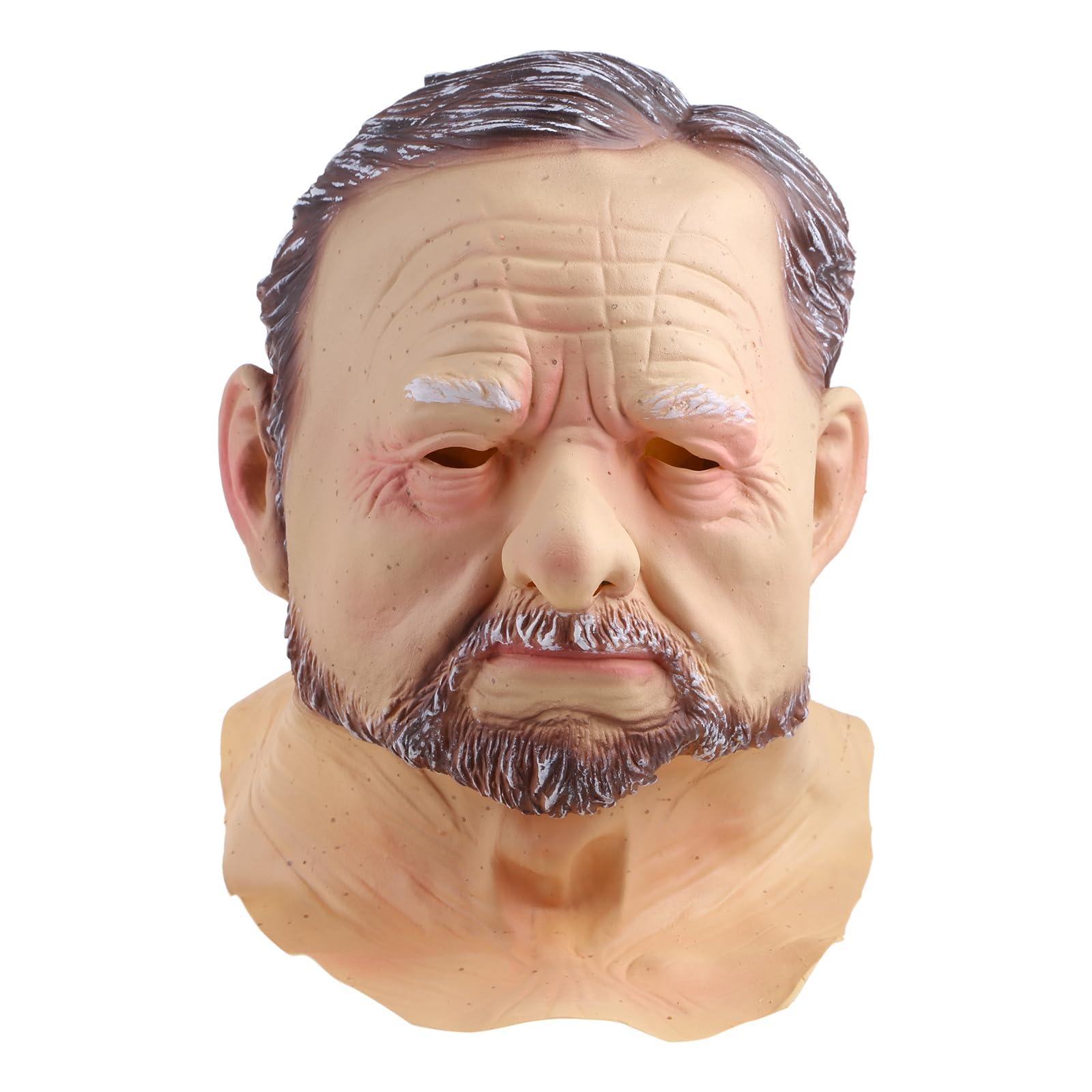 KAQNTUD Realistic Bald Old Man Mask Latex Full Face Neck Helmet for Masquerade Halloween Halloween Man