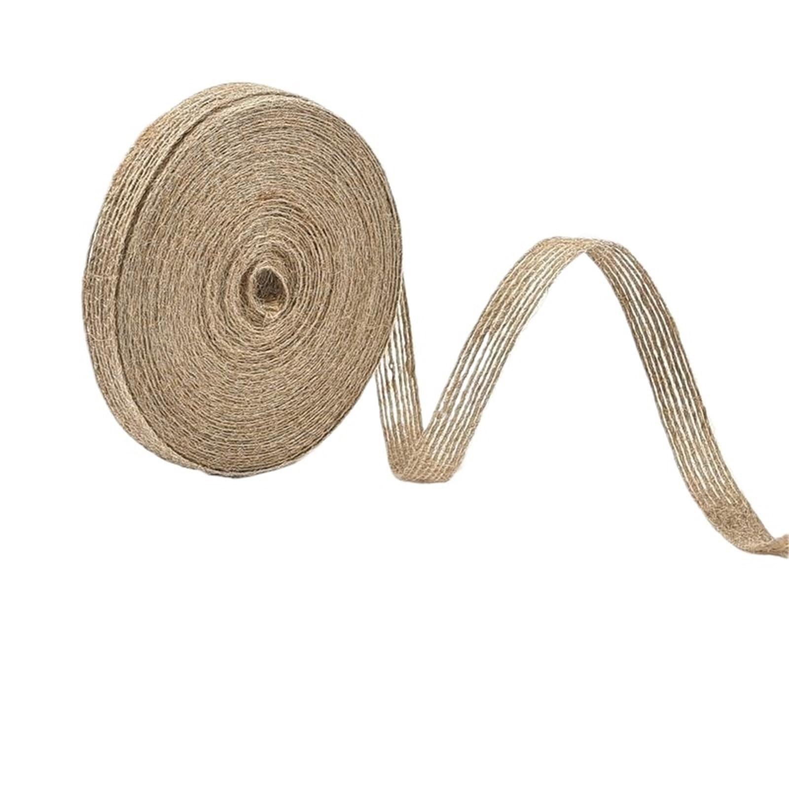 Burlap Roll 10M Jute Burlap Ribbon Roll Yellow Linen Rope DIY Decorative Party Bow Handmade Fishing Line Packaging(1cmX10m)