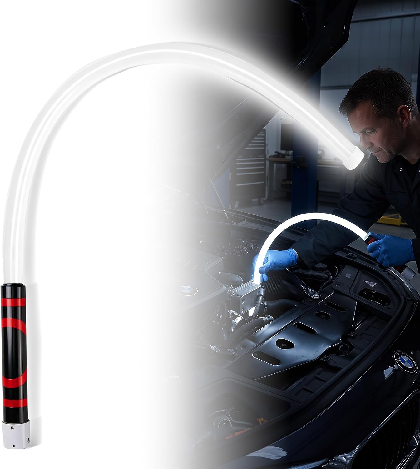 Flexible LED Flashlight Stick, 30" Bendable Work Light Rechargeable High Lumen 3 Lighting Modes for Mechanic Car Repairs Inspections Tight Spaces